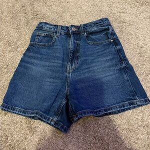 Zara Dark Blue High-Rise Denim Shorts